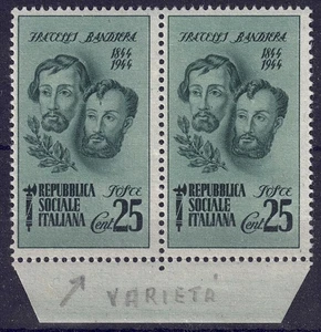 ITALIA RSI 1944 Fratelli Bandiera 25c verde (cicatrice) 2v MNH** - Imagen 1 de 1