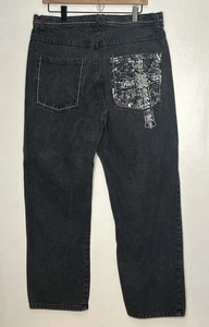 Pantalones de mezclilla Karl Kani dorados holgados para hombre 36x32 negros hip hop Y2K Jnco Southpole - Imagen 1 de 7