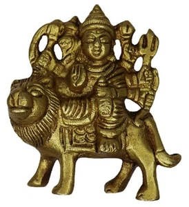 Goddess Durga Statue Handmade Brass Figurine Figure Maa Sherawali Sculpture D009 - Picture 1 of 4