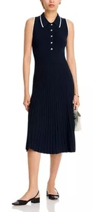 Veronica Beard Kellen Linen Knotted Sleeveless SweaterDress Navy Size Small NEW - Picture 1 of 4