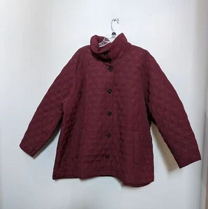 Chaqueta Lands End Primaloft acolchada abotonada roja borgoña para mujer 3X 24W-26W NUEVA - Imagen 1 de 9