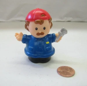 Fisher Price Little People Auto Mechanic Man W/ Red Hat & Wrench For Car Shop - Picture 1 of 3