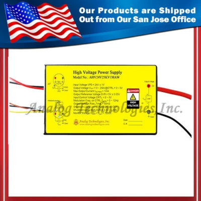 ANALOG TECHNOLOGIES AHV24V25KV1MAW High Voltage DC-DC Power Supply 24VDC Input 25KV 1mA Output