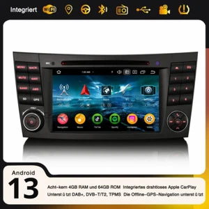8-Kern Android 13 DAB+ Autoradio Navi 64GB DVD Mercedes G/CLS/E-Klasse W211 W219 - Bild 1 von 24