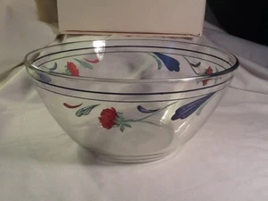 Lenox POPPIES ON BLUE Glassware Round All Purpose Serving Bowl- 9.5"- Excellent - Picture 1 of 6