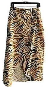 House Of Harlow 1960 Zebra Print Wrap Skirt NWOT Brown - Picture 1 of 5