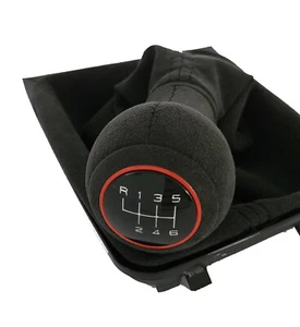 PARA VW GOLF 7 GTI GTD R-LINE 6 VELOCIDADES ALCANTARA PALANCA DE CAMBIOS SACO COSTURA NEGRO DS2 - Imagen 1 de 6