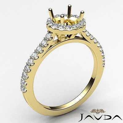 Round Semi Mount Diamond Engagement Halo Shared Prong Ring 14k Yellow Gold 0.5Ct - Image 1 of 4