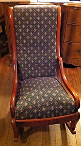 Antique Victorian Blue Pattern Upholstery Cushioned Nursing Rocking Chair Rocker - Picture 1 of 12