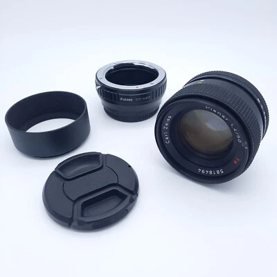 Carl Zeiss Planar T* 50mm f/1.4 Lens C/Y Mount + Fotasy C/Y - m43 Adapter - READ - Image 1 of 4