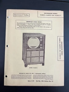 1951 WESTINGHOUSE H-606K12 TELEVISION SERVICE MANUAL 607K12 V-2150-111 PHOTOFACT - Picture 1 of 1