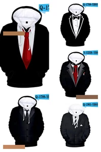 Long Sleeve 3D Men Fake Suit Tie Tuxedo Printed Pullover Hoodie Sweatshirt New - Picture 1 of 22