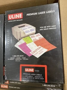 Uline 200 Premium Laser Labels S-5044 8 1/2 x "5  1/2  White   NEW & SEALED - Picture 1 of 4