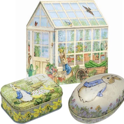 PETER RABBIT • ELITE PETER RABBIT CAJA DE PASCUA HUEVO INVERNADERO LATA NIÑOS FIESTA REGALO METAL ALMACENAMIENTO BARATIJA