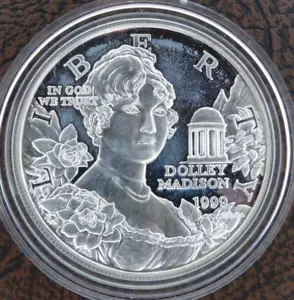 1999-P Dolley Madison Silver Dollar Proof US Mint $1 Commemorative - Picture 1 of 2