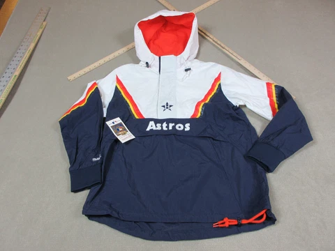 Houston Astros Jacket Mens Medium Blue White Mitchell & Ness Retro MLB Baseball Cover