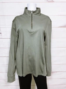 Calvin Klein Womens Sweatshirt Size L Gray Green 1/4 Zip Long Sleeve Pullover - Picture 1 of 8