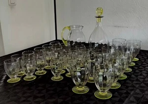 Service 32 de verres en Ouraline Art Déco avec une Carafe Et Un Broc 1930 - Imagen 1 de 19