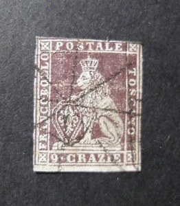 ITALIA ,ITALY 1851-52 Toscana Tuscany " Leone Mediceo" 9 crazie bruno Used  - Imagen 1 de 1