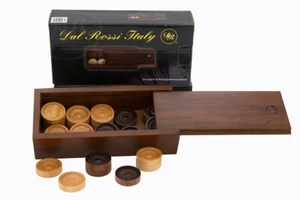 Dal Rossi Checkers/Draughts/Backgammon Pieces In Wooden Box 30 Pieces 28mm - Picture 1 of 1