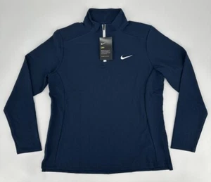Nike Shirt Women's Large Dri-Fit 1/4 Zip Ribbed Pullover Navy CJ1817-420 NWT $75 - Picture 1 of 15