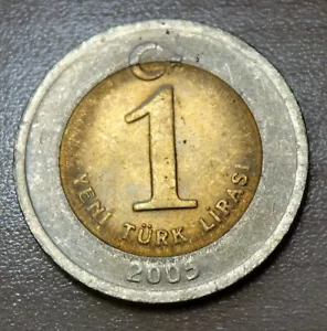 2005 Turkey 1 Lira Bimetallic - Picture 1 of 2
