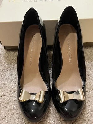 Lauren Conrad Heels | Vivian Black | Gold Bow | US Size 7.5 | Pre-Owned — 第 1/4 张图片