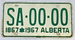 1867-1967 Alberta SAMPLE License Plate # SA-00-00 - Picture 1 of 2