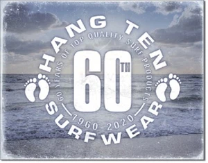 Hang Ten 60th Surf Ropa Equipo Surf Playa Retro Pared Arte Decoración Metal Lata Letrero - Imagen 1 de 4