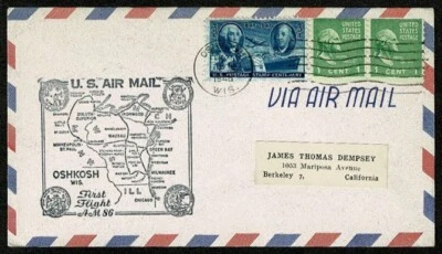 UNITED STATES 1948 First flight AM 86 Oshkosh to Duluth, SE68  - Image 1 of 2