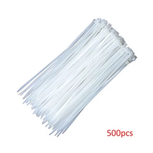 500pcs 8" Inch 3.6*200mm Heavy Duty 66LBS Self-Locking Nylon Cable Ties - White - Bild 1 von 5