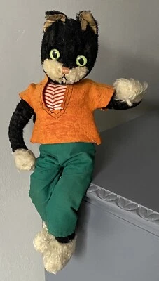 De colección SCHUCO Mohair *Bigo Bello* Cableado Posable Gato Negro 14” Todo Intacto LINDO Foto 1 de 4