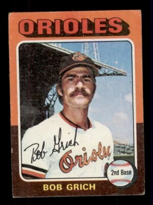 1975 TOPPS #225 BOB GRICH BALTIMORE ORIOLES - Image 1 of 2