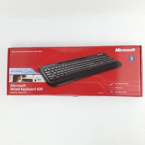 Microsoft Wired Keyboard 600 ANB00001 Black Quiet Touch Keys Plug And Play - Picture 1 of 20