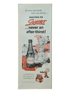 1955 Vintage Squirt soda print ad Squirt Cartoon Character Soda Glass With Ice - Picture 1 of 1
