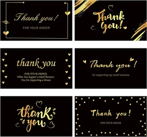 252 Thank You Cards for Small Business - Gold Foil, 3.5x2 Inch, Black - Picture 1 of 12