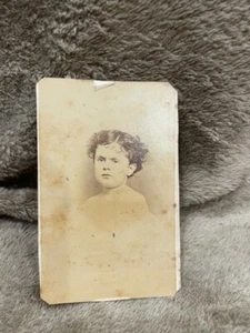 Young child curly dark hair Cabinet Card Photo NPA Fetters Logansport IN - Picture 1 of 2