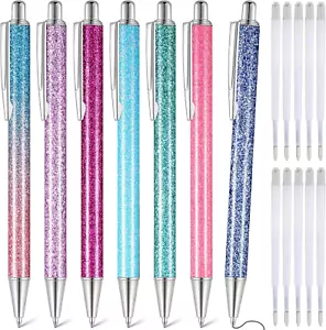 7 Pcs Fancy Pens for Women | Cute Sparkly Glitter Pens with 10 Refills... - Picture 1 of 12