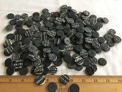 200~NEGRO con RAYA BLANCA~.75”Botones~Coser~Artesanía~Joyería Foto 1 de 2