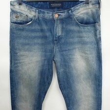 SCOTCH SODA CATCH 22 W33 L32 BLUE SLIM FIT TAPERED MEN'S JEANS DENIM STRETCH