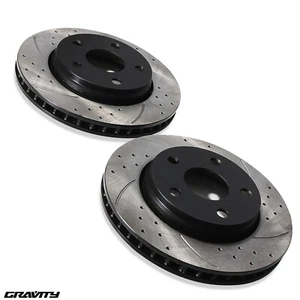 345MM FRONT DRILLED GROOVED BRAKE DISCS FOR AUDI A3 S3 8P 2.5 3.2 V6 QUATTRO 03+ - Picture 1 of 8