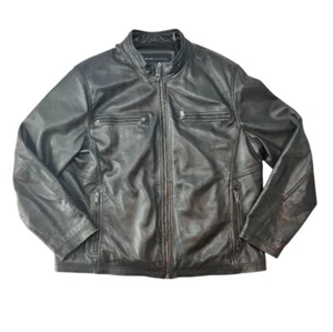Marc New York By Andrew Marc Black Leather Moto Jacket Mens Size XXL - Picture 1 of 15