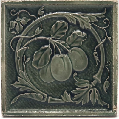Art Nouveau Fireplace Tile Relief Moulded Floral Majolica Elijah Birch C1890 - Image 1 of 3