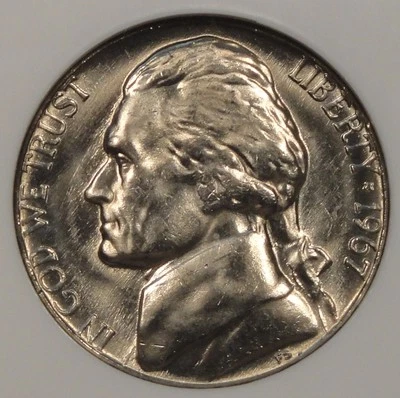1967 Jefferson Nickel 5c NGC Certified MS66 - Image 1 of 4