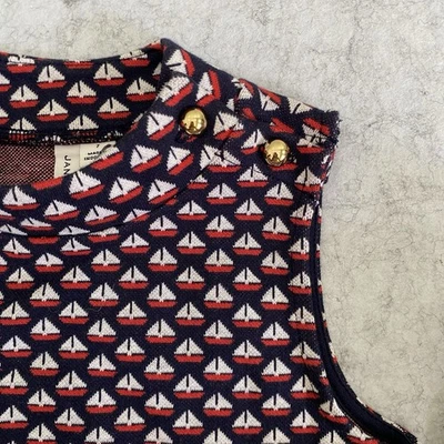 Camisa regata Janie And Jack meninas tamanho 7 azul marinho branco vermelho náutico estampa barco - Imagem 1 de 4