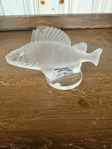 "Estatuilla de pez percha esmerilado cristal Lalique Francia 6"" escultura firmada B26 LEER - Imagen 1 de 15