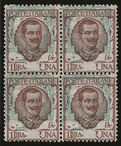 1901 Regno d'Italia - Quartina Floreale 1 l. centro spostato in alto MH* - Picture 1 of 1