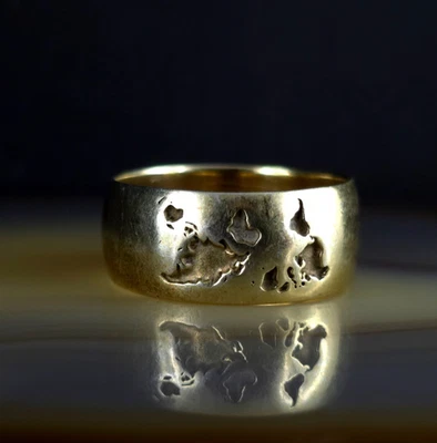 Ring Silber 925 Diamant Weltkarte 19,8 mm - außergewöhnlich & besonders - Bild 1 von 4