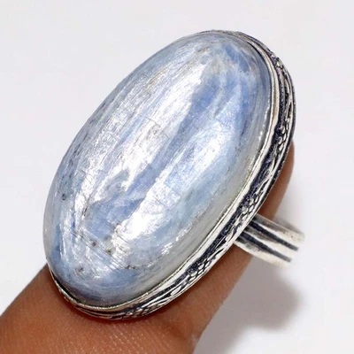 Blue Kyanite 925 Silver Plated Handmade Ring US 10.5 Valentine Gifts GW - Image 1 of 3