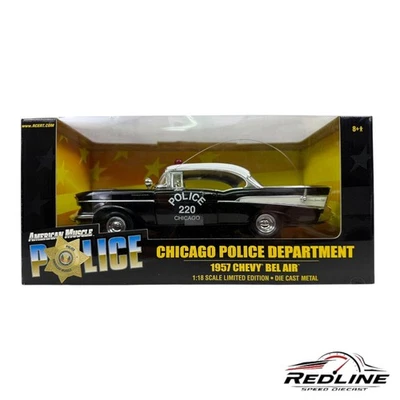 🔥🔥Ertl American Muscle 1957 Chevrolet Belair Negro Policía de Chicago 1:18 C3🔥🔥 Foto 1 de 4